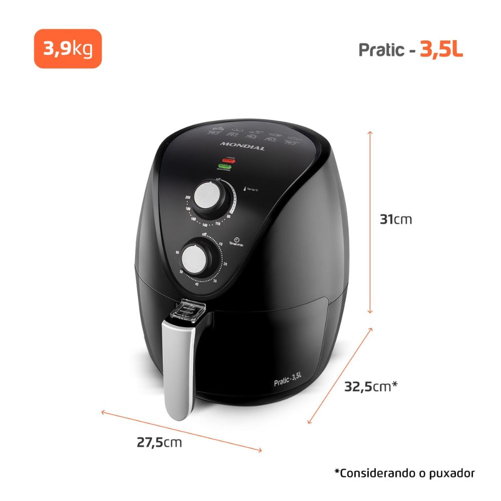 Fritadeira Elétrica Air Fryer Mondial Sem Óleo 3,5 Litros 220V AF31, , large image number 7
