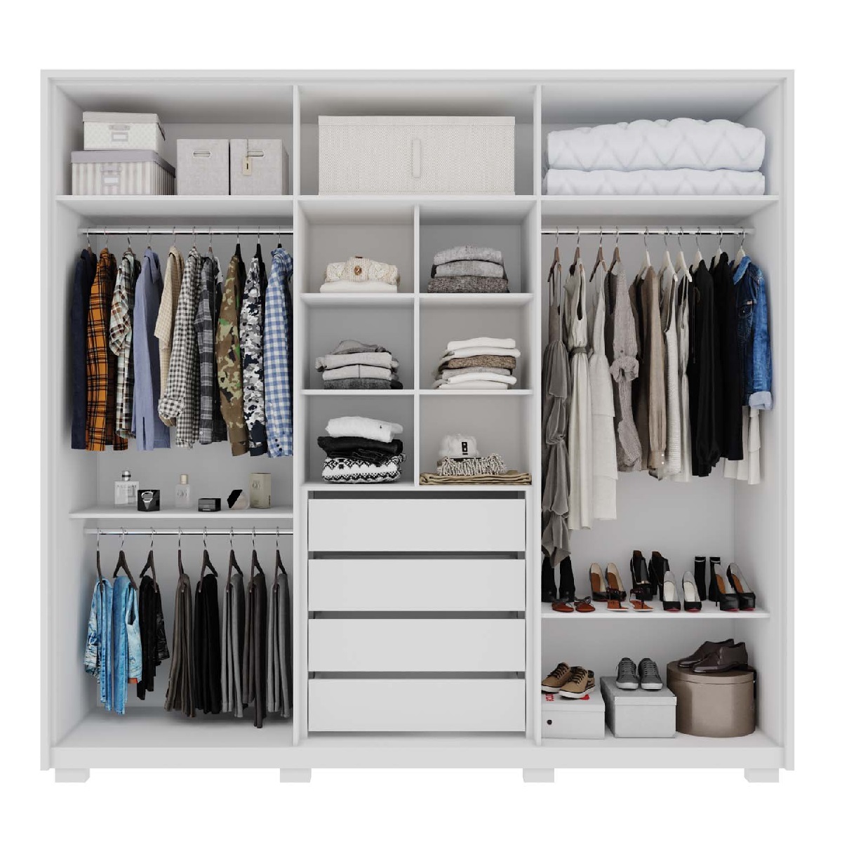 Guarda-Roupa Casal 6 Portas 4 Gavetas Branco Fosco Caemmun Mozart, , large image number 2