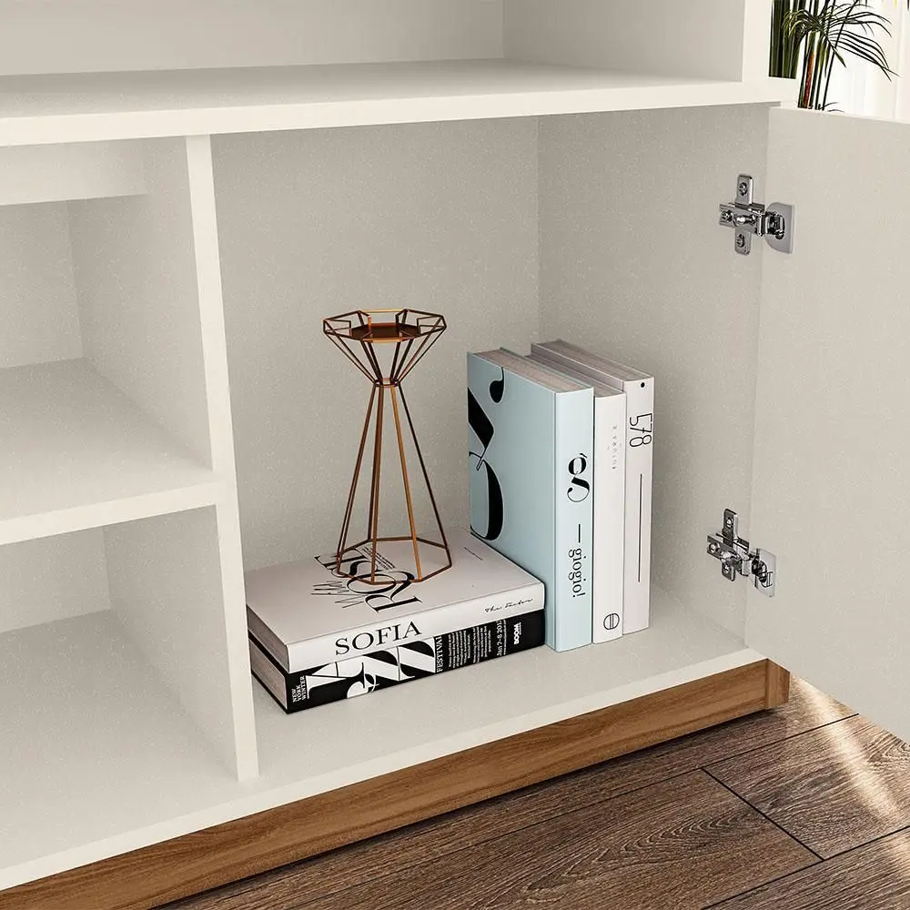 Rack Para TV Até 65 Polegadas Pérola Metalizado/Carvalho 188 cm Mobler Montana, , large image number 3