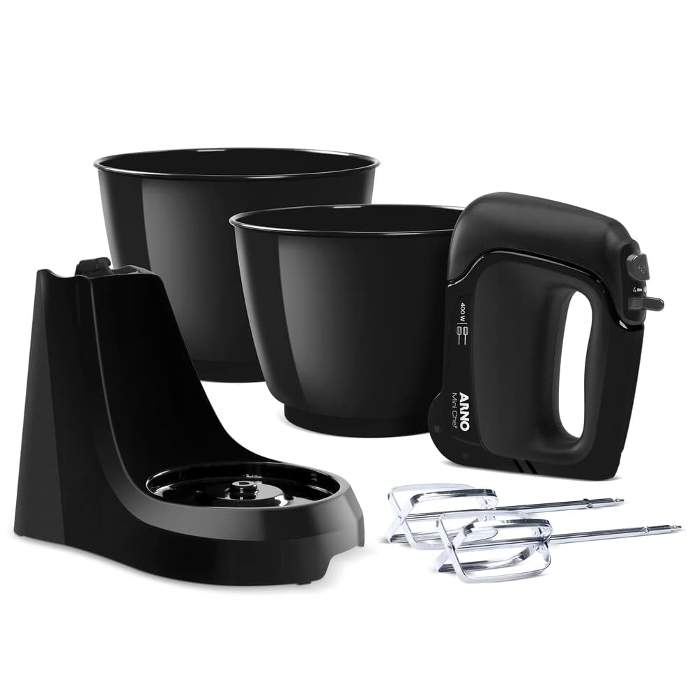 Batedeira Mini Chef Arno Preta HM11 2 Tigelas 400W 220V SX1618B2, , large image number 1