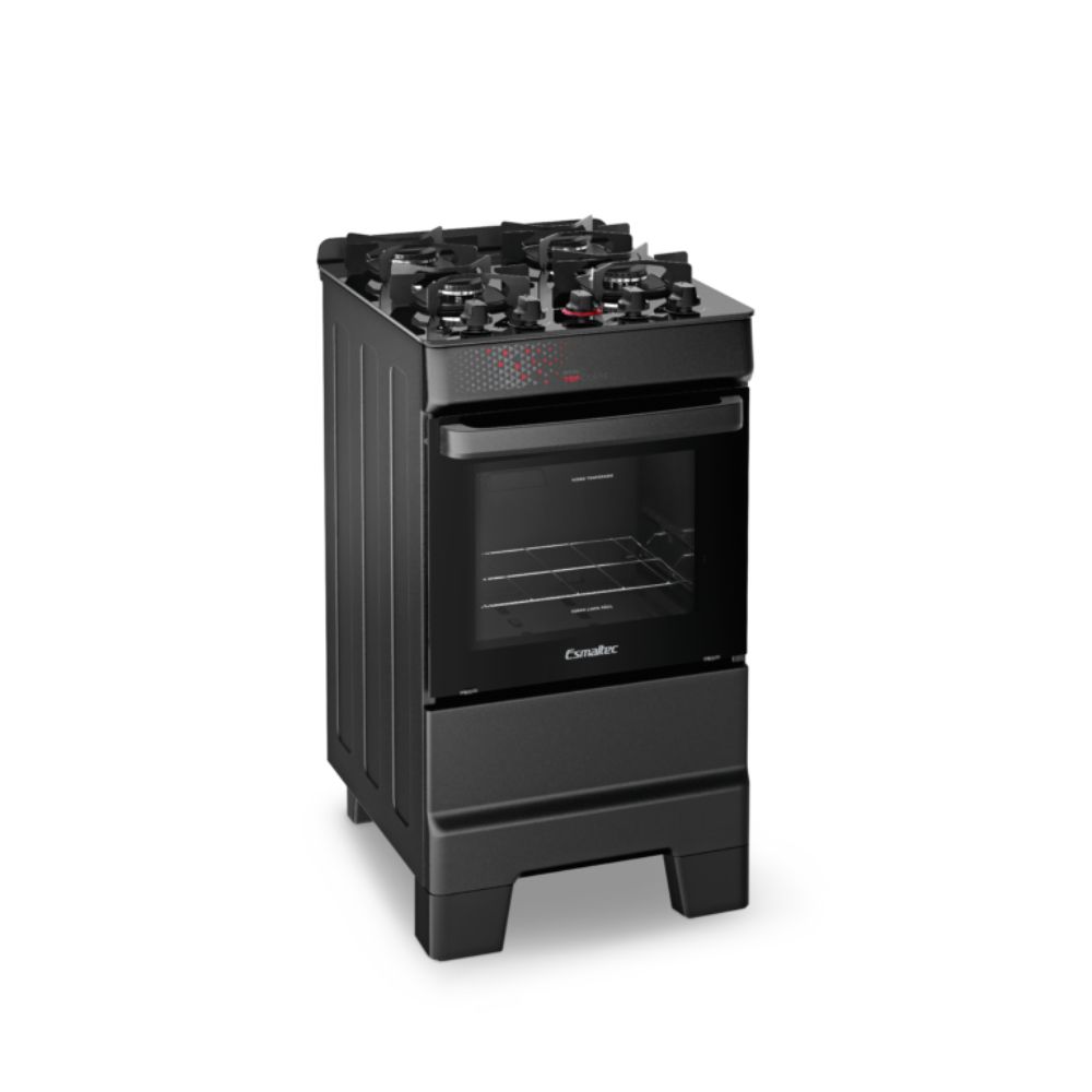Fogão 4 Bocas Esmaltec Mesa de Vidro Preto Ideal Top Glass T4VAP 4126