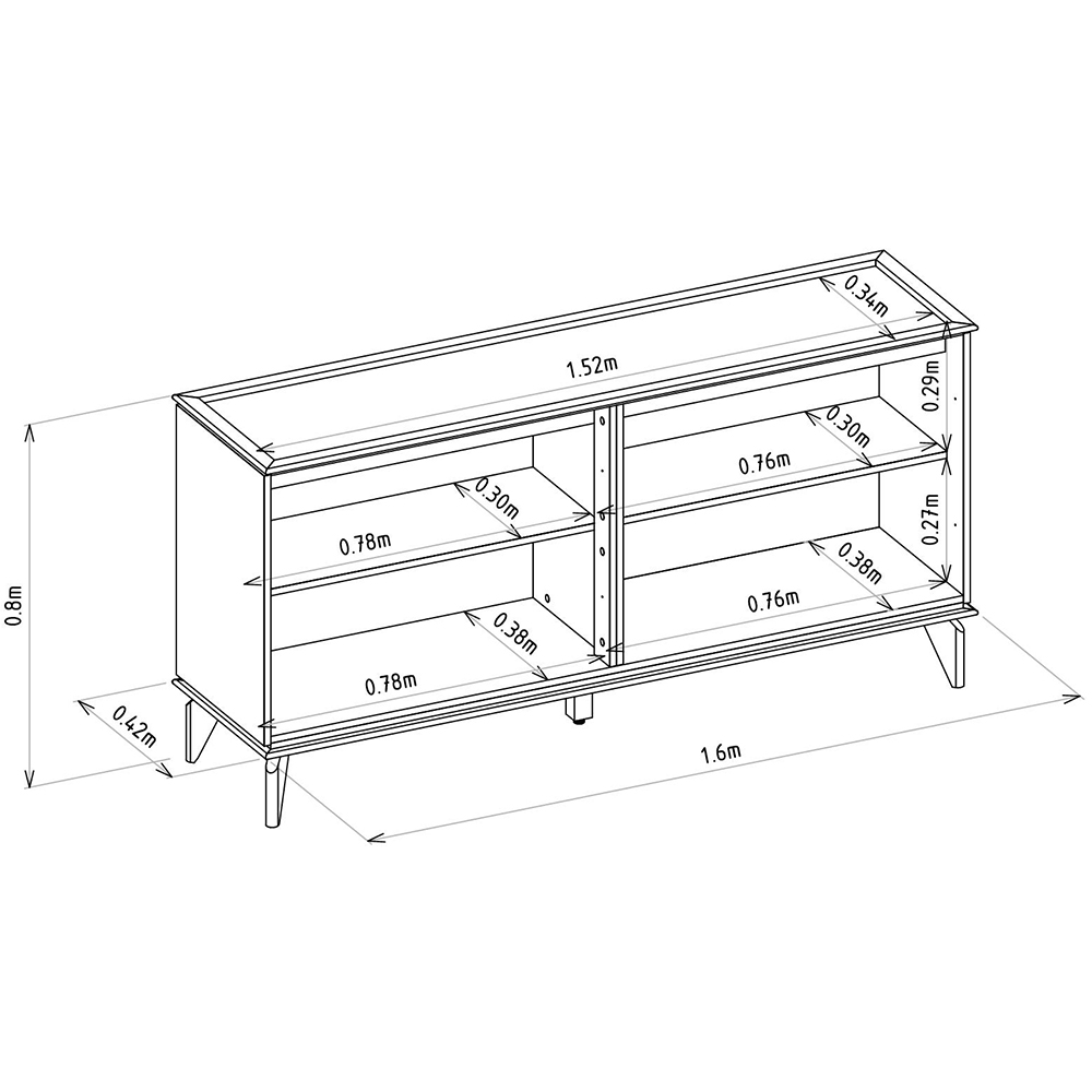 Buffet Linea 4 Portas Évora 160 cm Jequitibá/Off White Fosco, , large image number 5