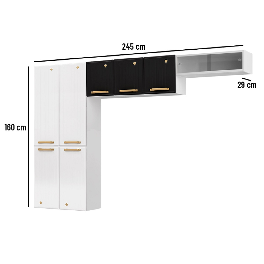 Cozinha Completa de Aço 7 Portas Preto Telasul Diamante New Smart, , large image number 2
