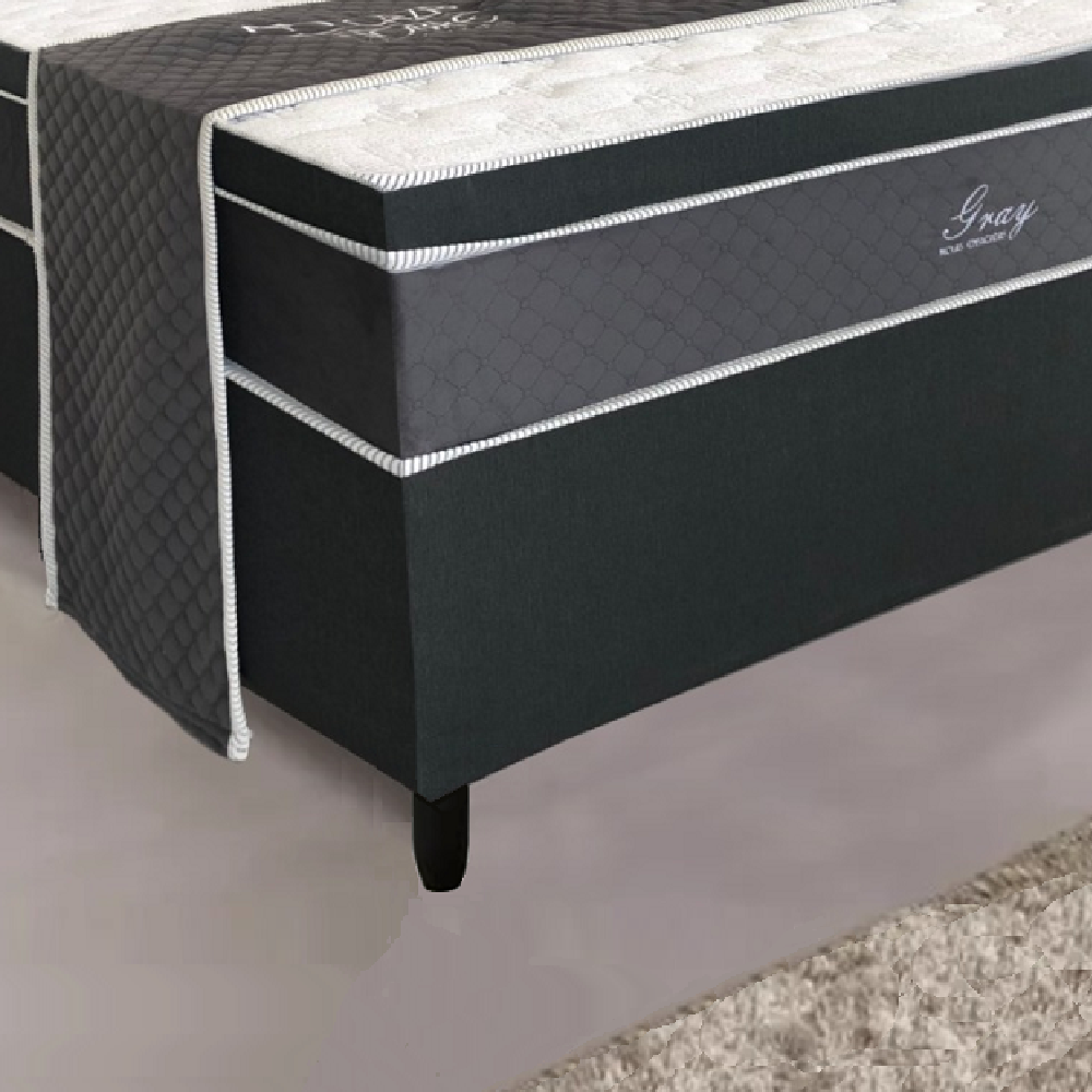 Cama Box Casal Conjugada Molas Ensacadas Tucson Gray 188x138x64 cm Caza Nobre, , large image number 2
