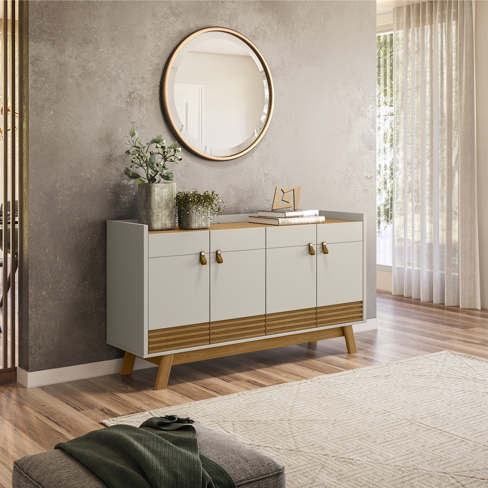 Buffet Linea 4 Portas Abruzzo 160 cm Nature / Off White, , large image number 1