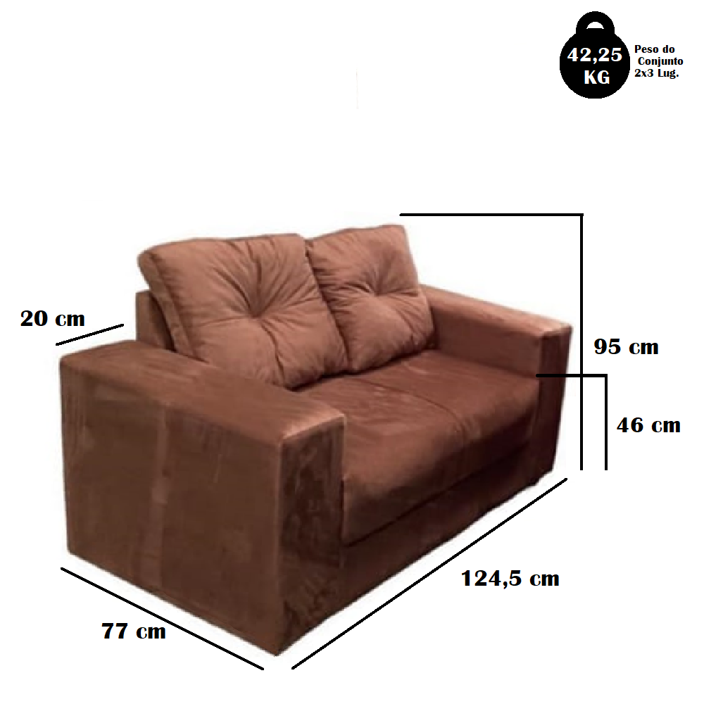 Sof&aacute; 2x3 Lugares 291 cm Marrom 163 Movelpaz Amisterd&atilde;, Marrom, large image number 3