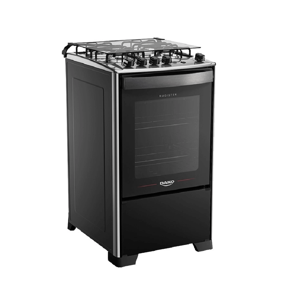 Fogão 4 bocas Dako Mesa de Inox Preto Bivolt Magister