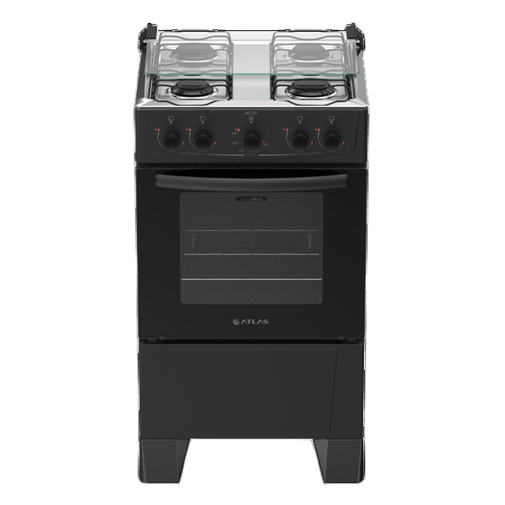 Fog&atilde;o 4 bocas Atlas Mesa de Inox Preto New Mil&atilde;o, , large image number 1