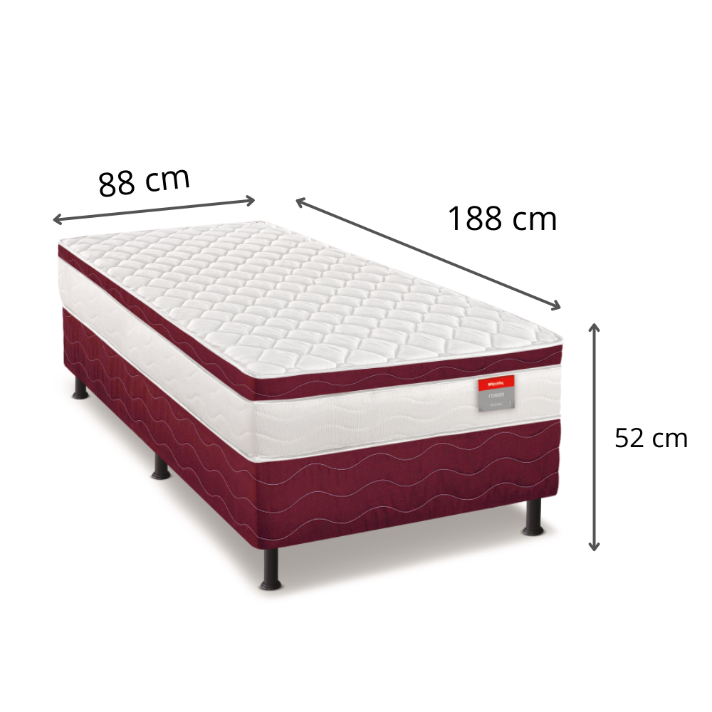 Cama Box Conjugada Solteir&atilde;o Espuma D26 Rosen Bonnel 188x88x52 cm Reconflex, , large image number 2
