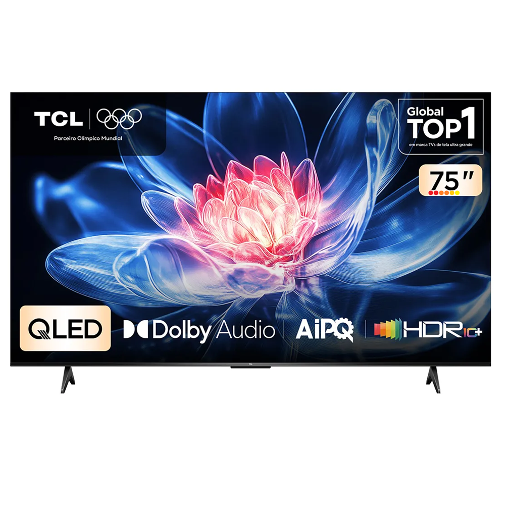 Smart TV 75 Polegadas TCL QLED 4K Wi-Fi Processador AIPQ Google Tv 3 HDMI 1 USB 75T6C