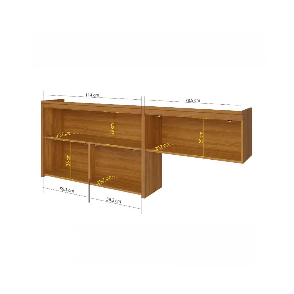 Armário Aéreo de Cozinha 2 Portas 3 Prateleiras MDF 200cm Freijó/Off White Nesher Princesa, , large image number 2
