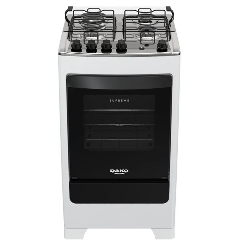 Fogão 4 Bocas Dako Acendimento Automático Mesa de Inox Branco Bivolt Supreme