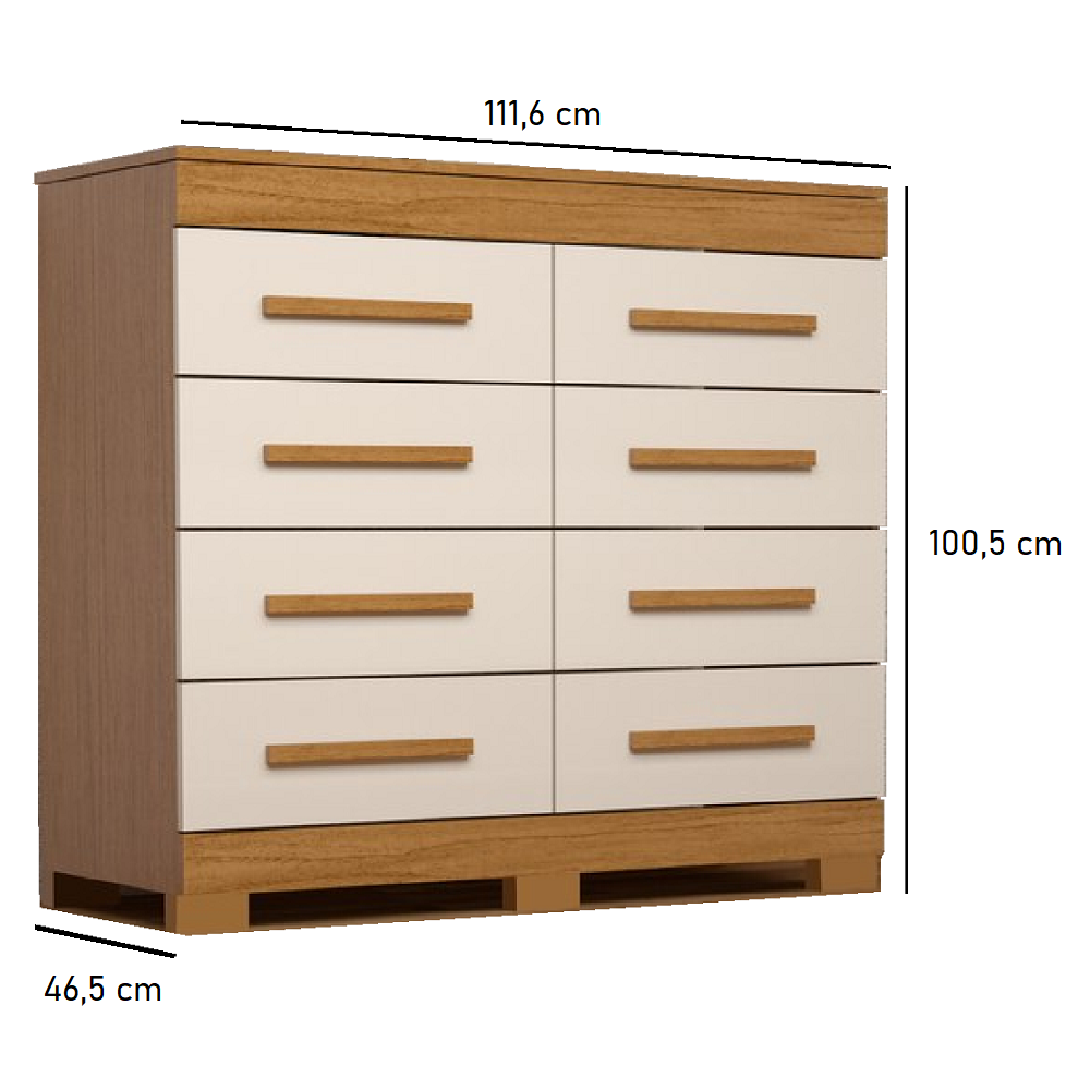 Cômoda ACP Nalu 8 Gavetas Cinamomo/Off White 100% MDF, , large image number 2