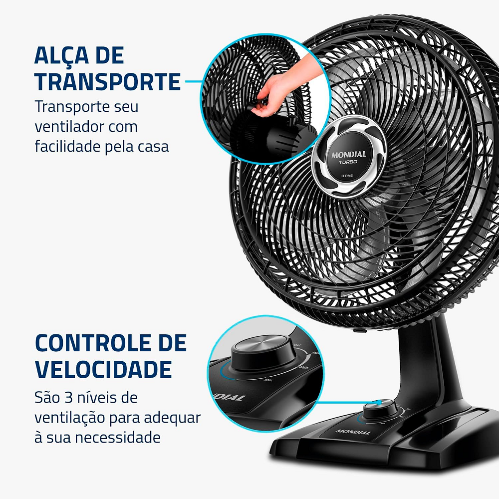 Ventilador de Mesa Mondial 40cm 8 Pás 220V Turbo Force NVT40 Preto, , large image number