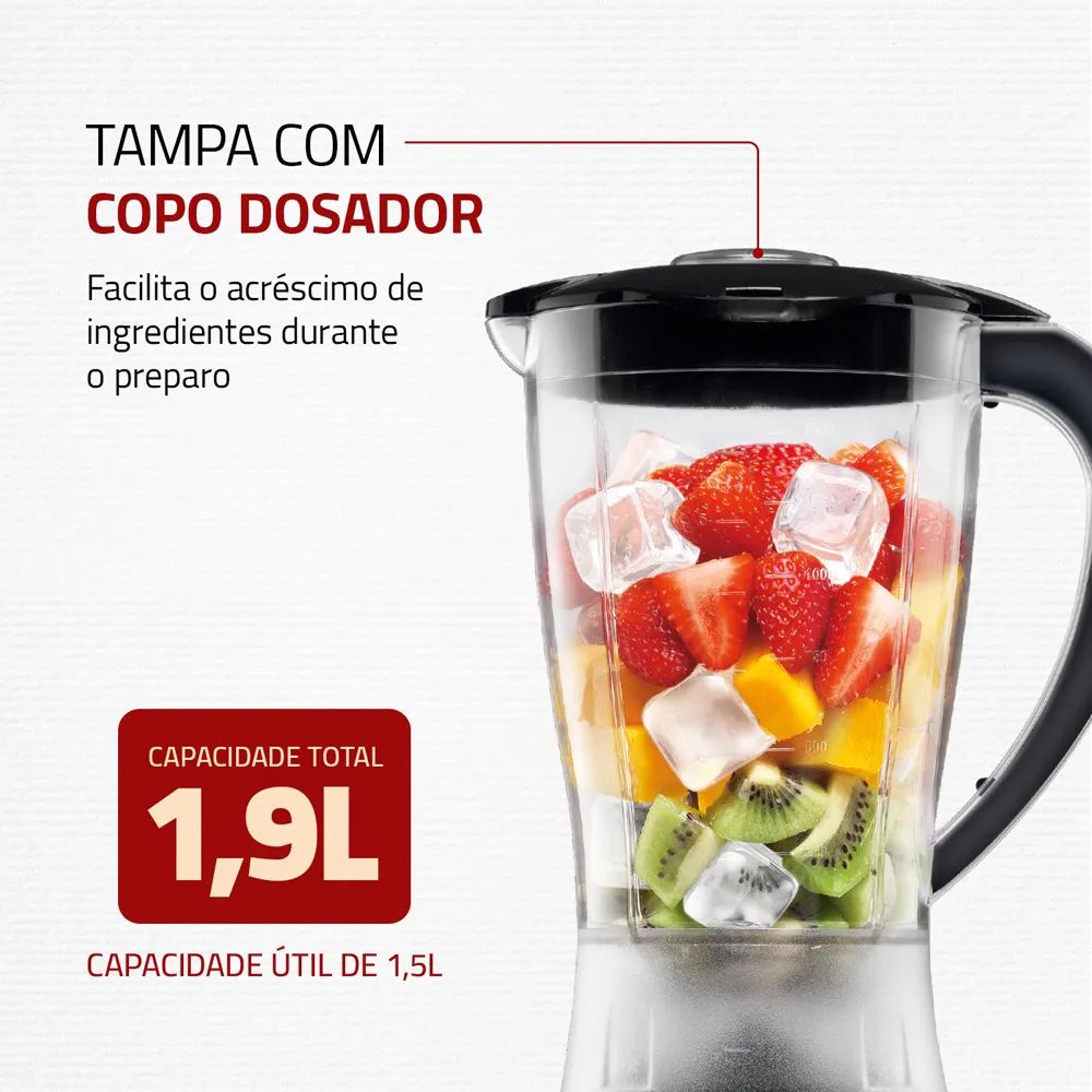 Liquidificador Mondial Preto 2 Velocidades + Pulsar 2,1L L 28-B 220V 550W, , large image number 3