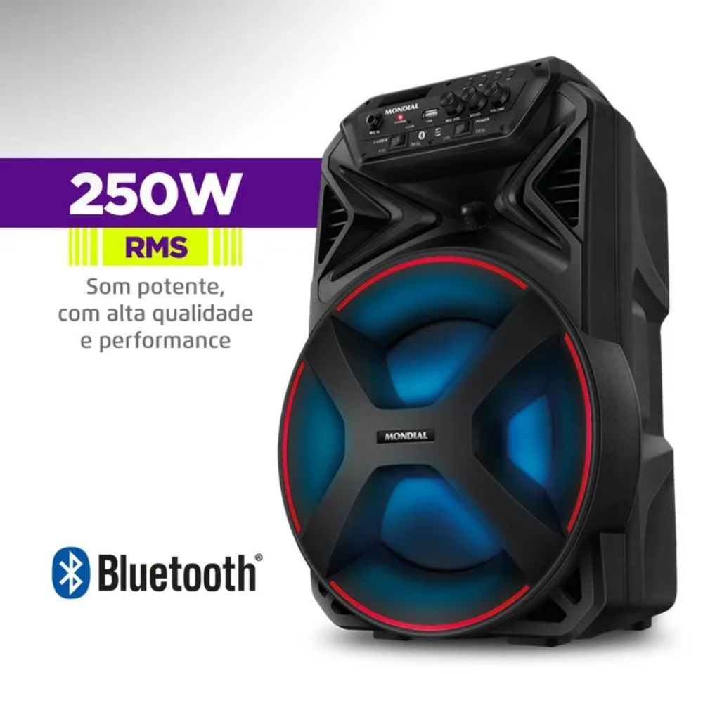 Caixa de Som Amplificada Mondial Bluetooth USB Rádio FM 250W Bivolt CM250, , large image number 1