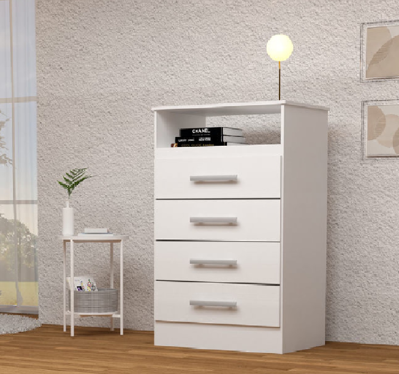 Cômoda 4 Gavetas ACP Jéssica em MDF , Branco, large image number 2