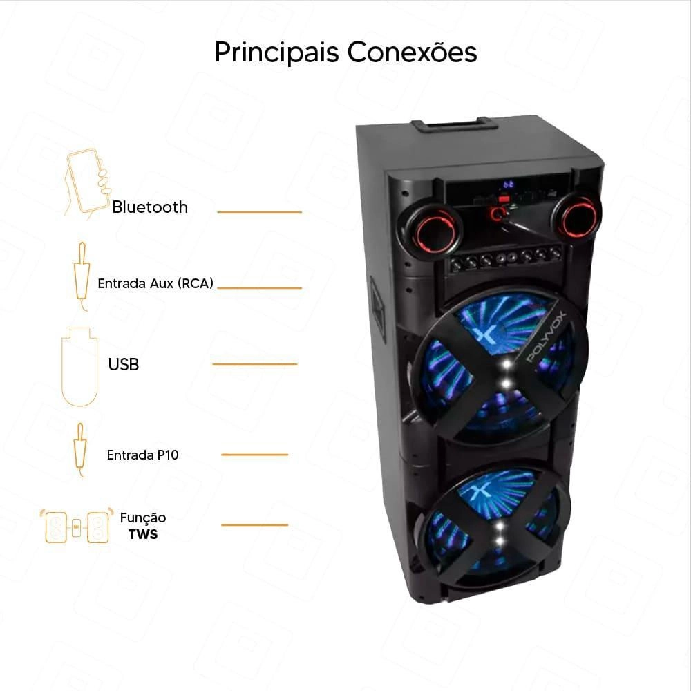 Caixa de Som Torre Polyvox XT-2000T Bluetooth 2000W, , large image number 2