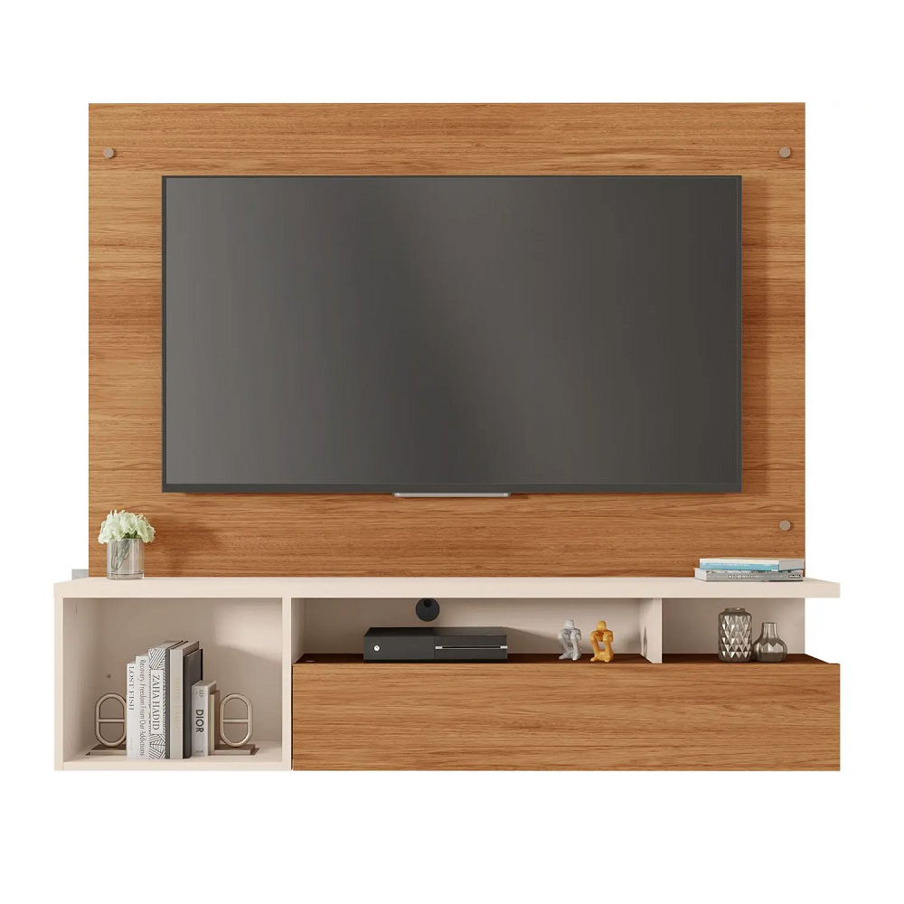 Painel Para TV Até 55 Polegadas Freijó/Off White Caemmun Black/Brasil