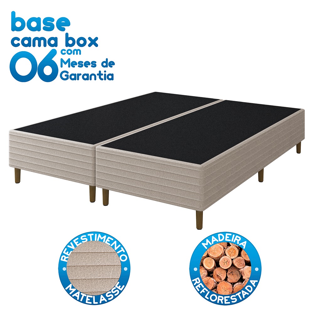 Base Box Queen Bronx Bege 158x198x38 cm Umaflex, , large image number 1