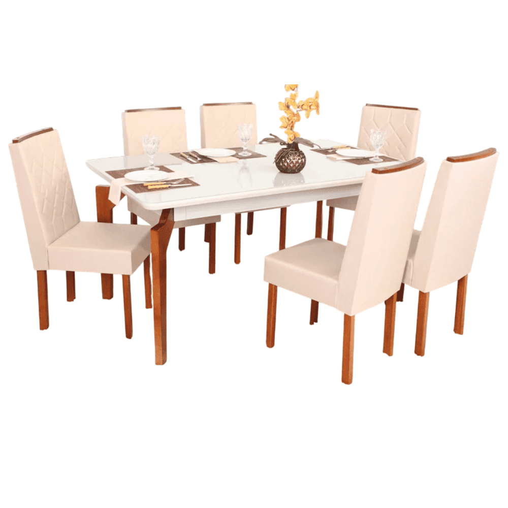 Mesa de Jantar Retangular 6 Cadeiras Abeille S&atilde;o Carlos