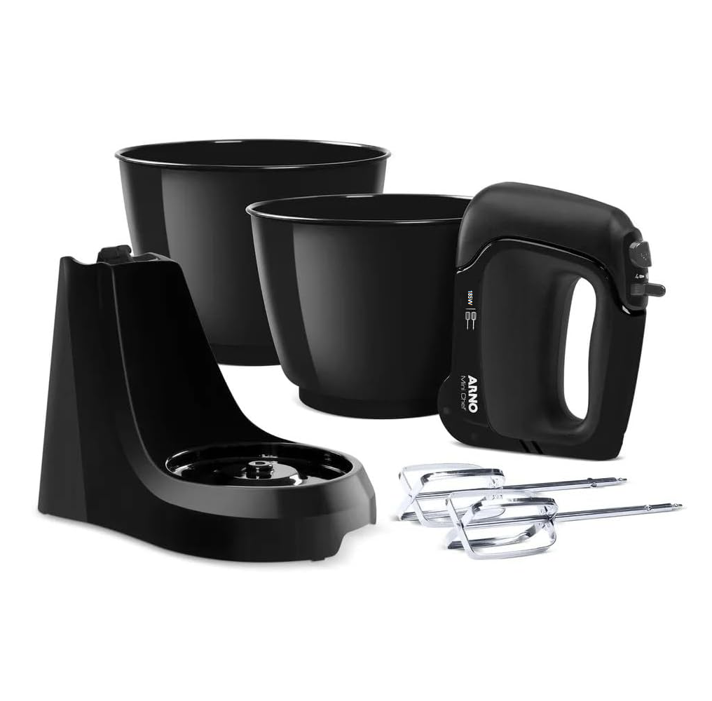 Batedeira Mini Chef Arno Preta HM11 2 Tigelas 185W 220V SX1638B2, , large image number 1