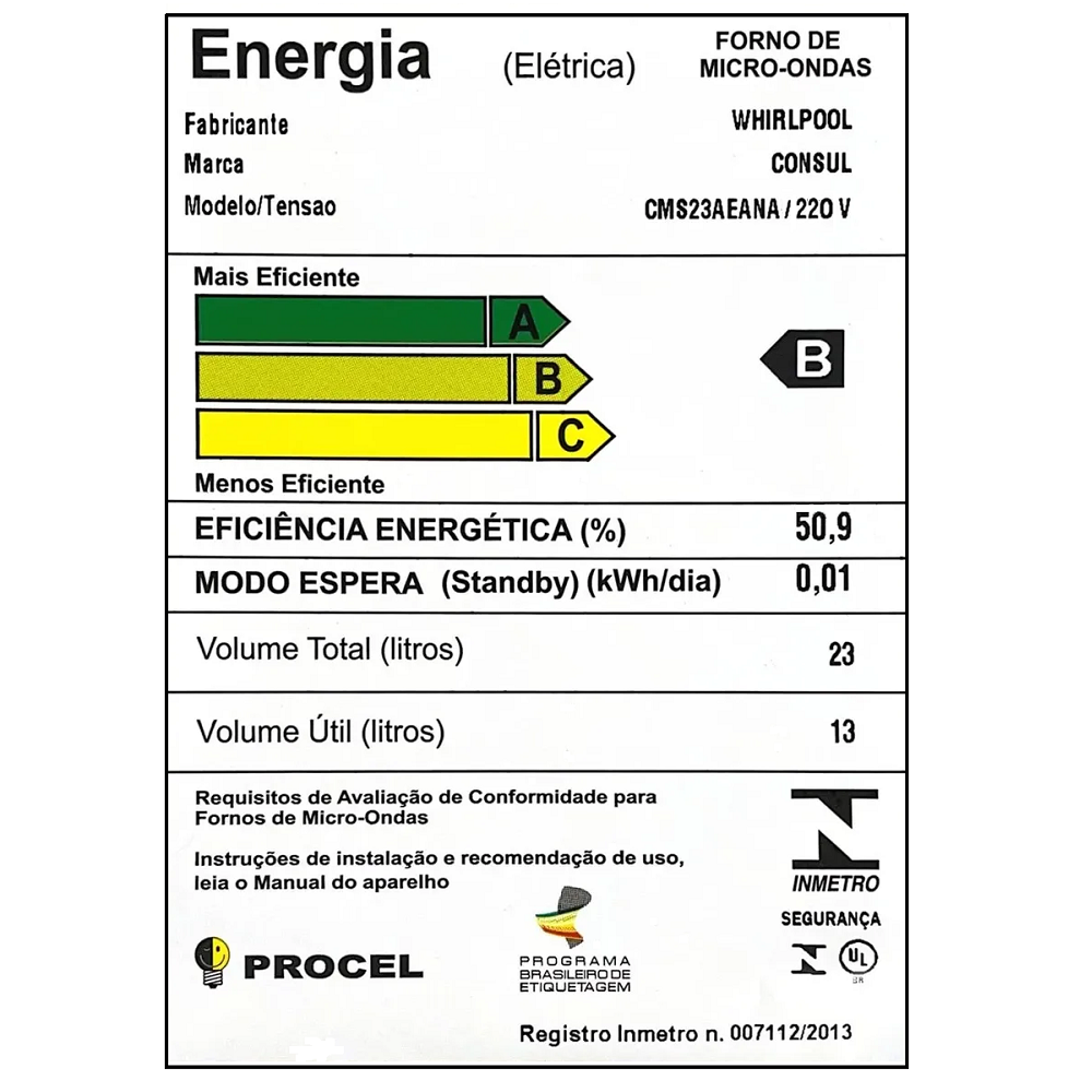 Micro-ondas Consul 23 Litros CMS23AE 750W Preto, , large image number 8
