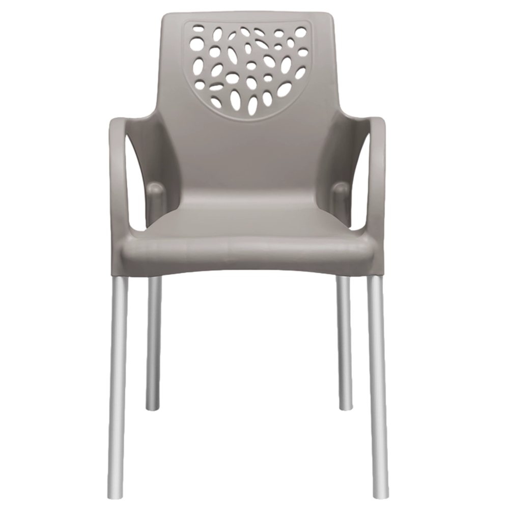 Poltrona de Polipropileno com P&eacute;s de Alum&iacute;nio Forte Pl&aacute;stico Deluxe 81x51x43 Nude