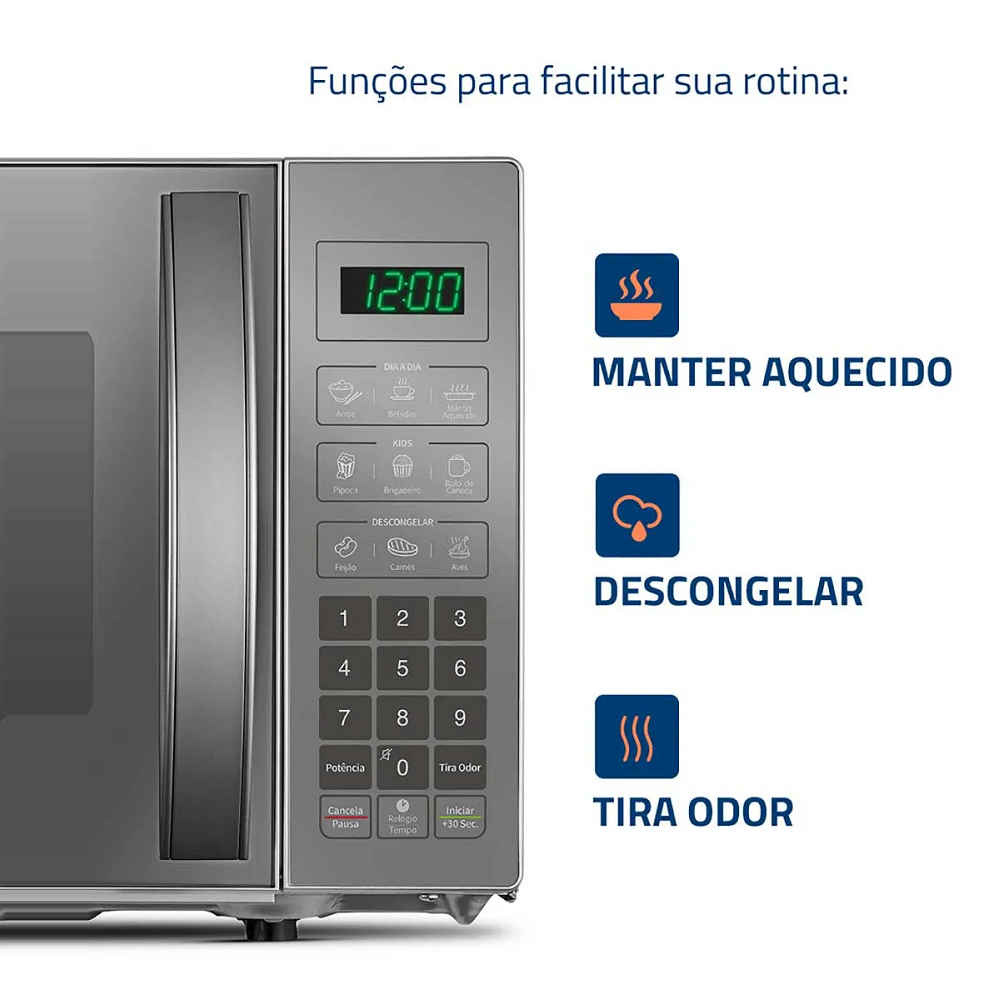 Micro-ondas Mondial 21 Litros MO-01-21-E Cinza Espelhado 1200W, , large image number 2