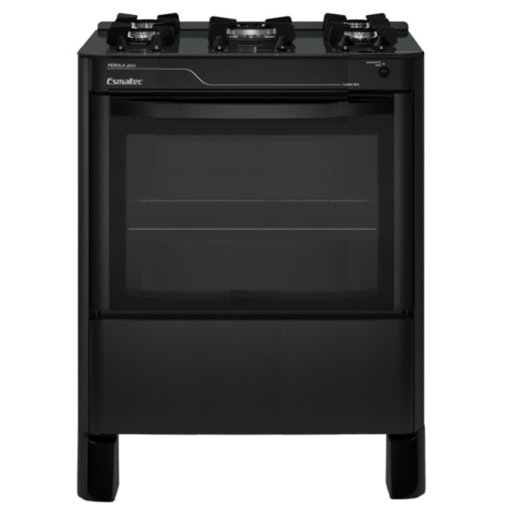 Fogão 5 bocas Esmaltec Mesa de Vidro Preto Bivolt Pérola Glass 5115