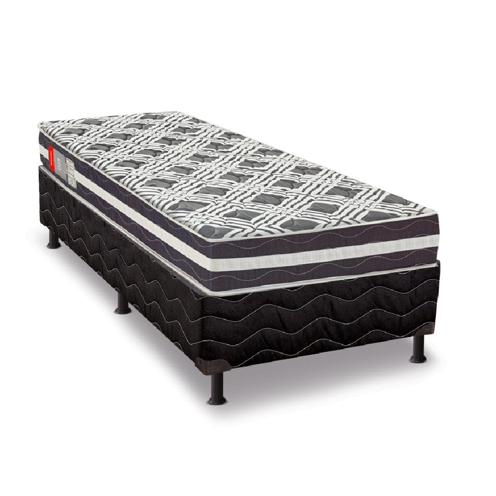 Conjunto Box Solteiro com Base Preta e Colchão Espuma D28 Max Saúde 88x188x64 cm Reconflex