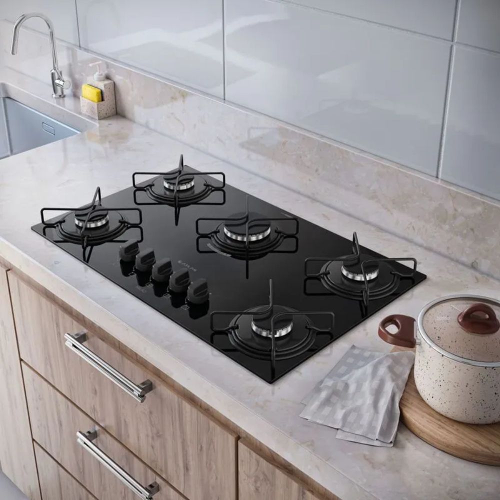 Cooktop 5 Bocas Atlas Mesa de Vidro Preto Acendimento Automático Milão Bivolt, , large image number 3