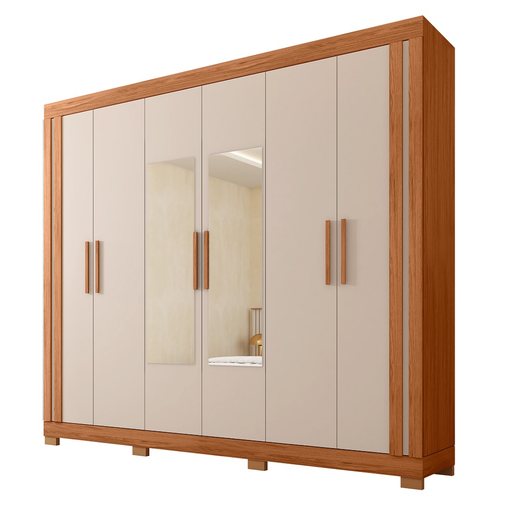 Guarda-Roupa Casal 6 Portas 2 Gavetas Freij&oacute;/Off White Caemmun Eden Lux 2.3, , large image number 1