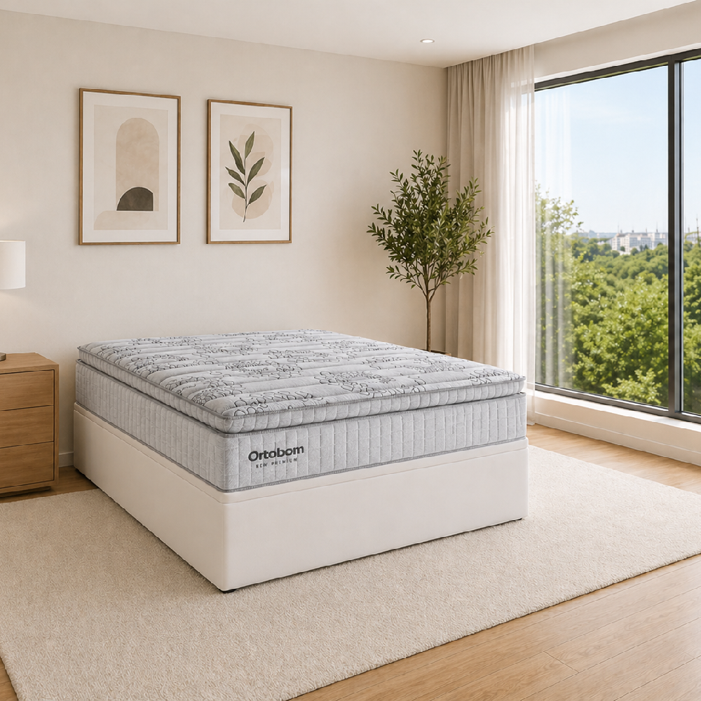 Cama Box Casal com Base Bau Courino D33 Molas Ensacadas Freedom 138x188x74,5 cm Ortobom, , large image number 1