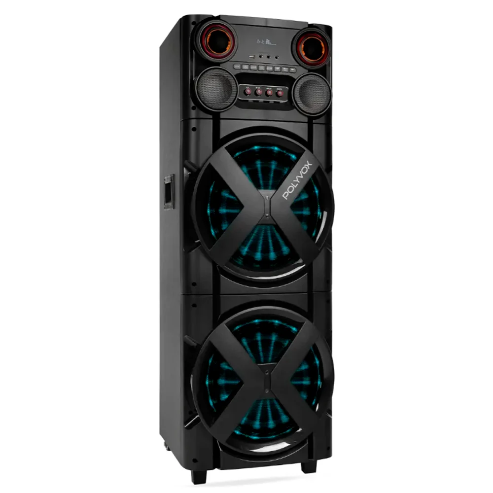 Caixa de Som Torre Polyvox Bluetooth 2500W Bivolt Double XT2025T LED