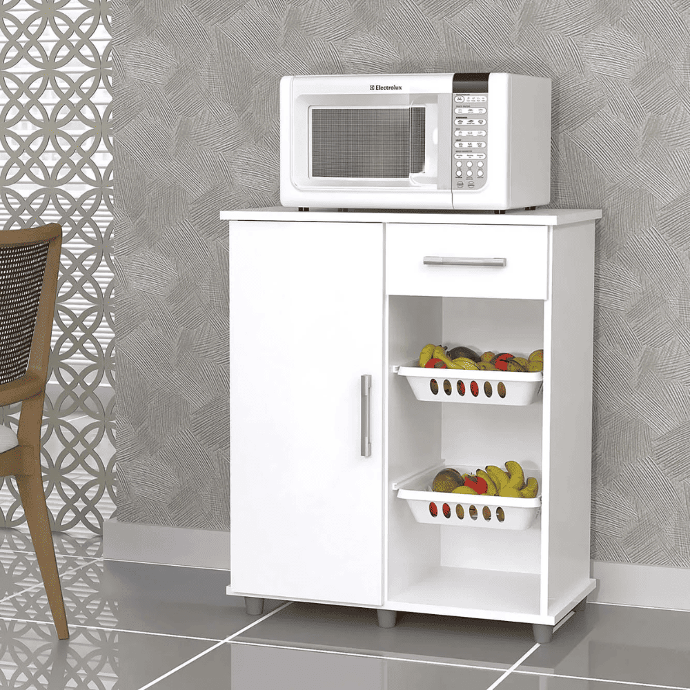 Fruteira de Ch&atilde;o para Cozinha 1 Porta 1 Gaveta Londres Magno - Branco, , large image number 1