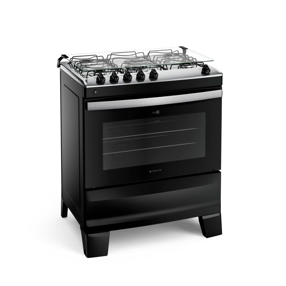 Fogão 5 Bocas Atlas Mesa de Inox Preto Bivolt Agile, , large image number 0