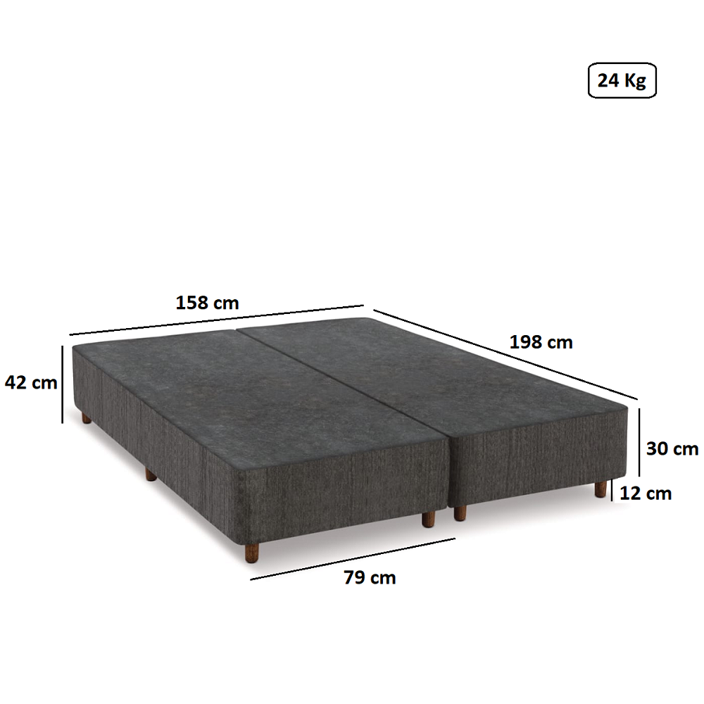 Base Cama Box Queen Somie Prisma Cinza 158x198x42 cm Reconflex, , large image number 1