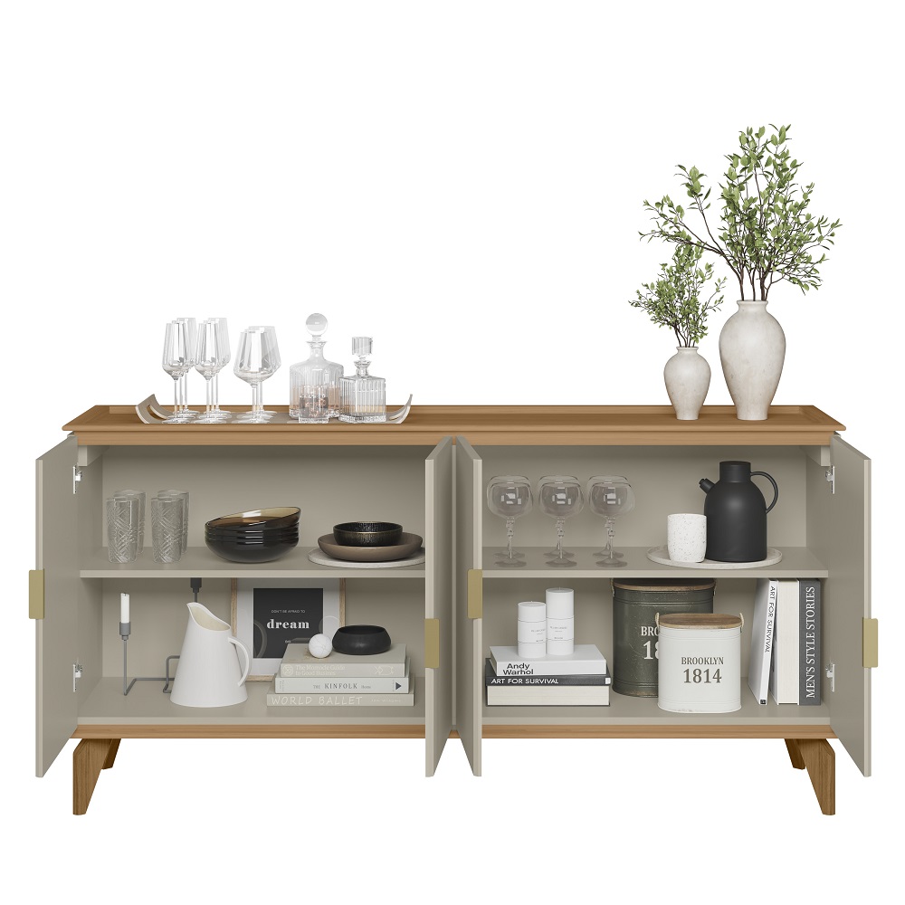 Buffet Linea 4 Portas Évora 160 cm Jequitibá/Off White Fosco, , large image number 1