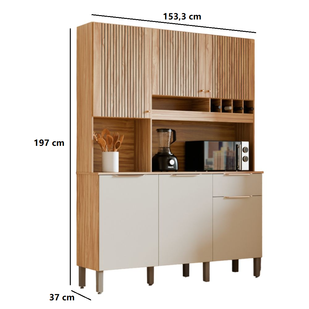 Arm&aacute;rio de Cozinha Rio Doce MDF Concord 6 Portas 1 Gaveta Am&ecirc;ndoa/Off White&nbsp;- 100% MDF, , large image number 4