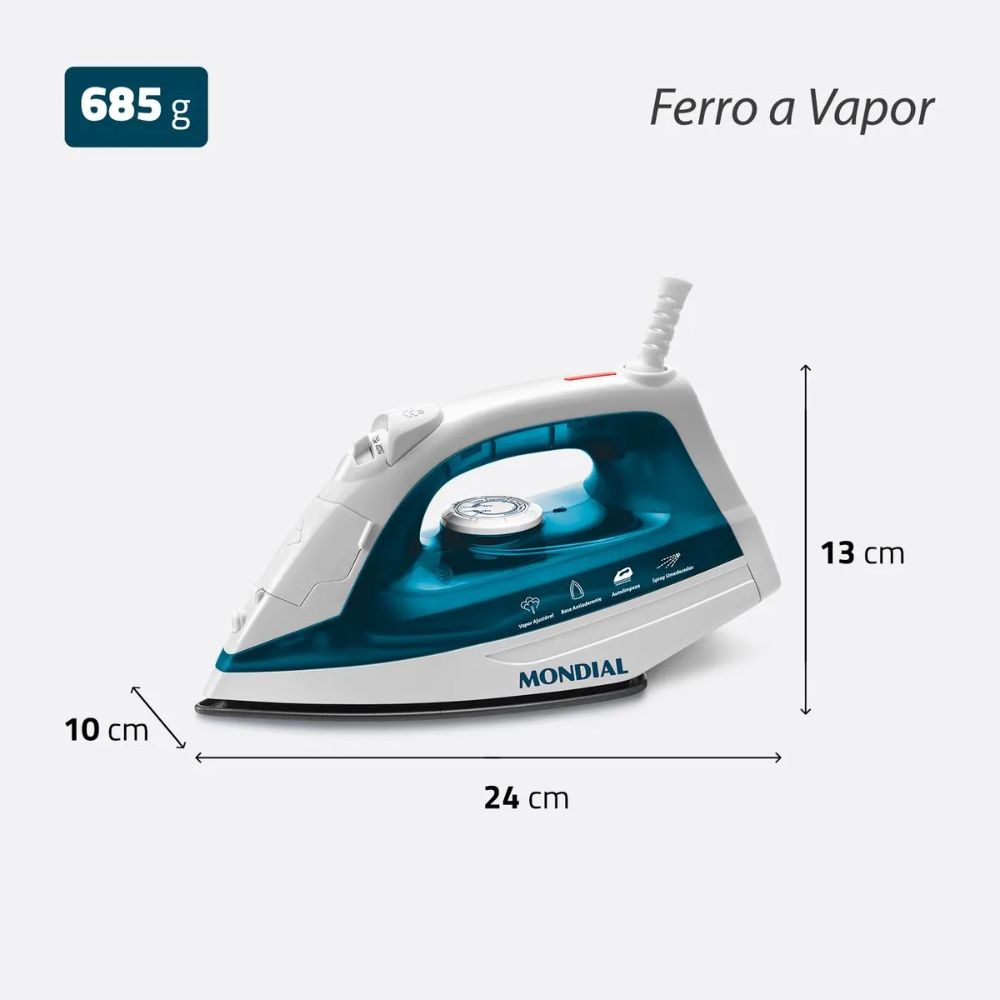 Ferro de Passar Roupa a Vapor Mondial 220V F-32, , large image number 6
