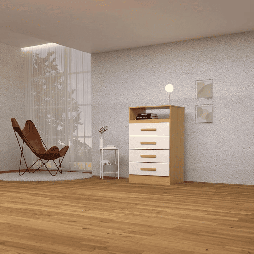 C&ocirc;moda Cinamomo/Off White 4 Gavetas ACP J&eacute;ssica 100% MDF, , large image number 1