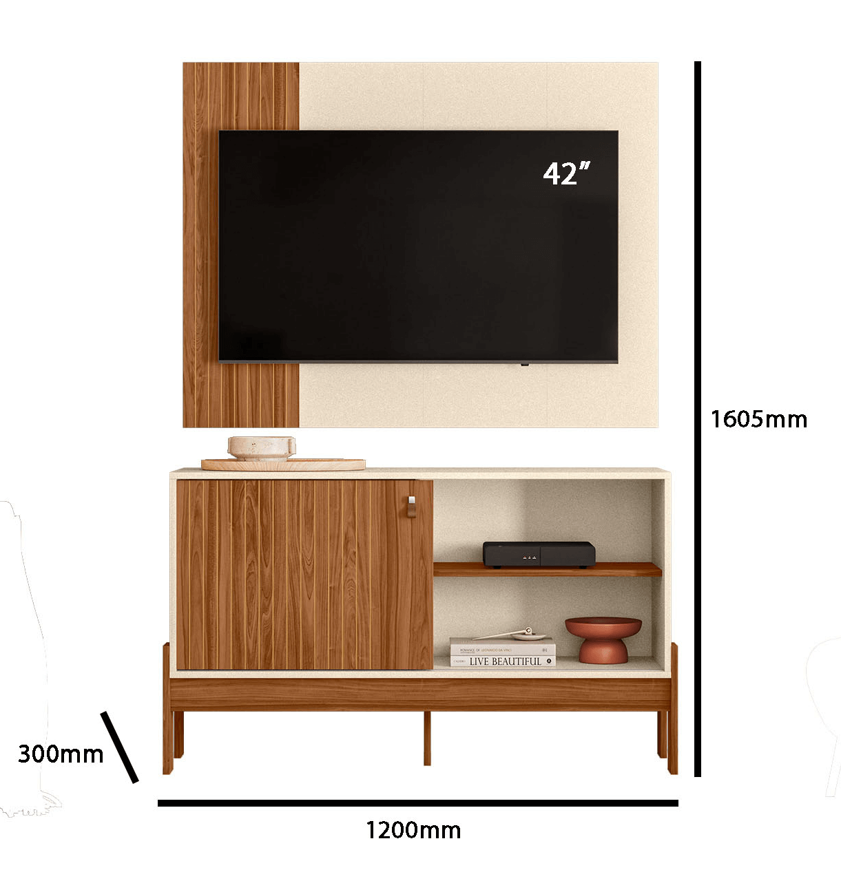Rack com Painel para Tv até 42 Polegadas Mobler Wood, , large image number 2