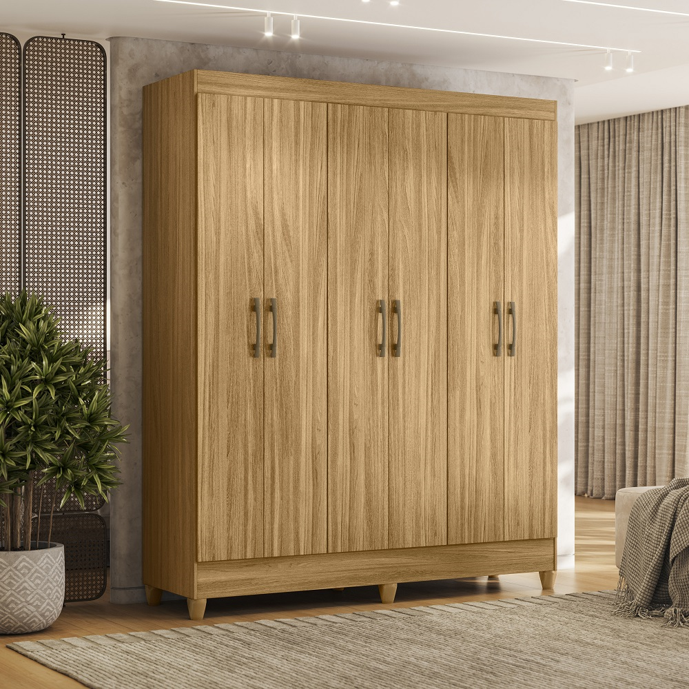 Guarda-Roupa Solteiro 6 Portas 1 Gaveta Freijó Moval Cancun