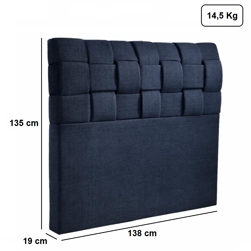 Cabeceira de Casal Estofada 138 cm Veludo Azul Navy T07 JW Paris, , large image number 1