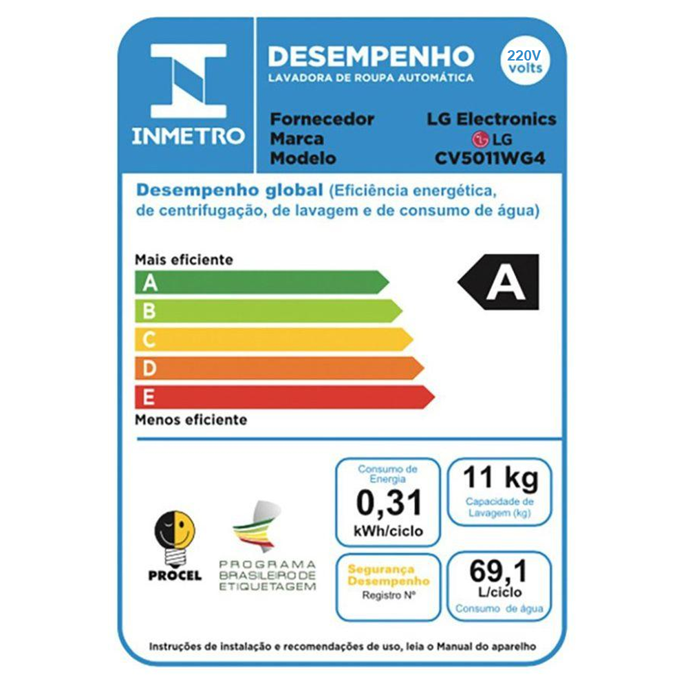 Lava e Seca LG 11kg 220v Thinq VC4 - Branca, , large image number 3