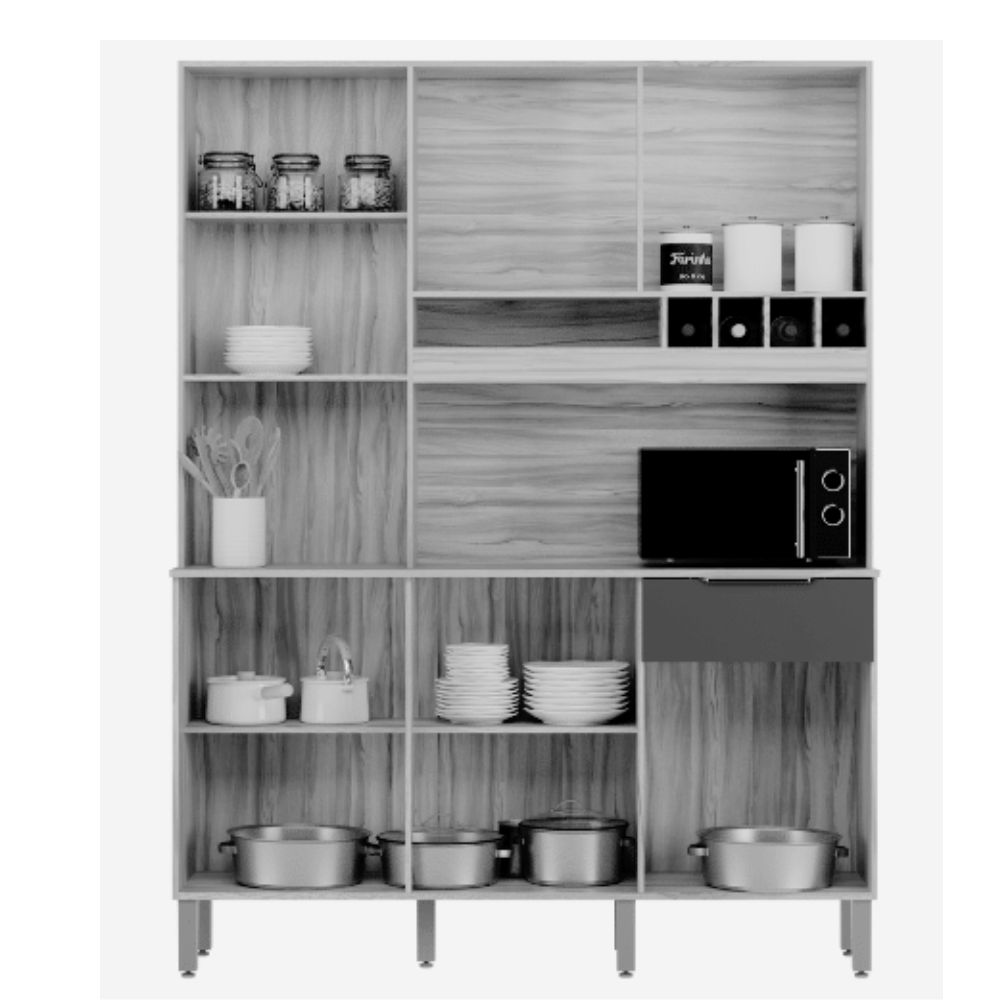 Kit Cozinha Rio Doce MDF Concord 6 Portas 1 Gaveta Amêndoa/Off White, , large image number 3