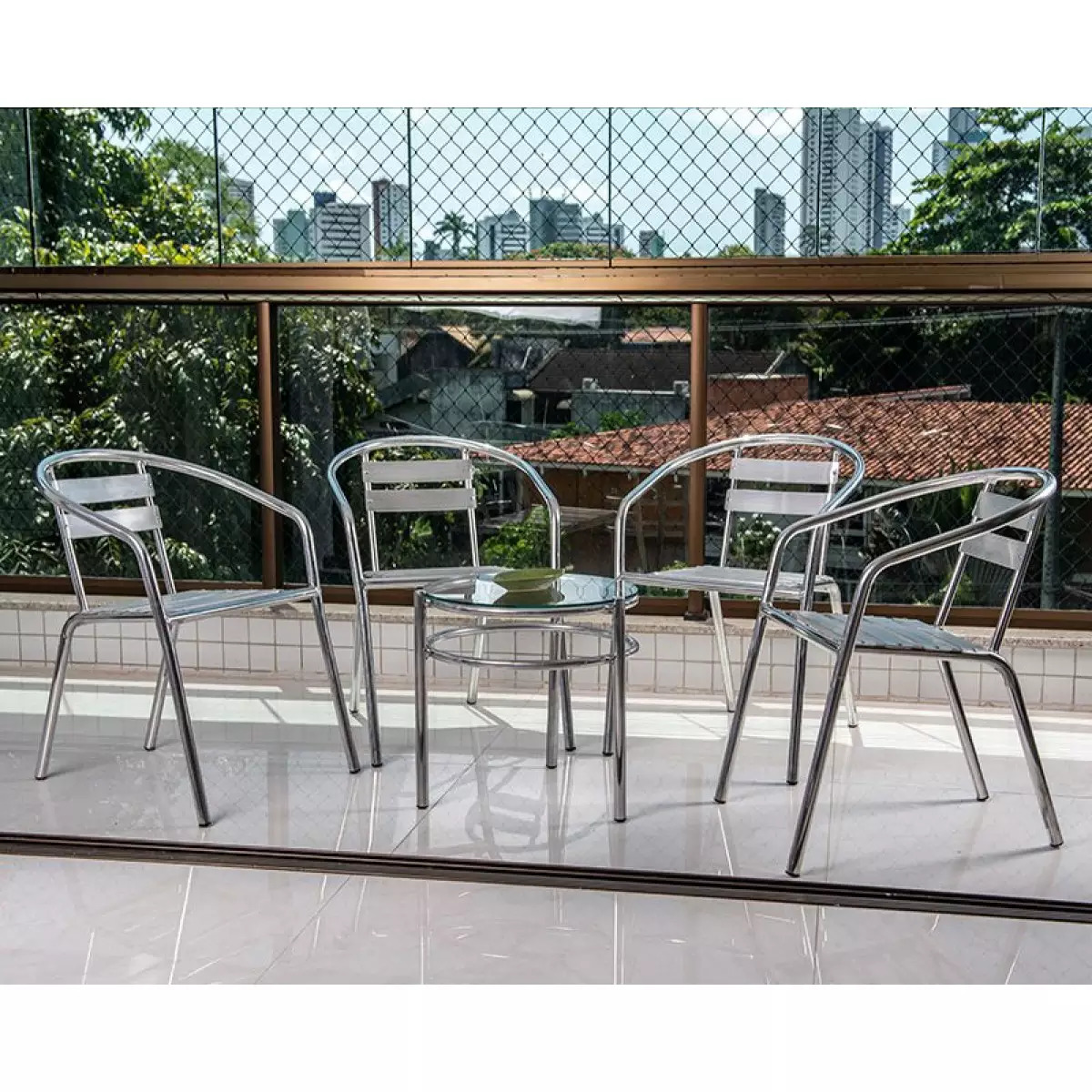 Conjunto de Mesa Alegro Móveis CJMC124100 com 4 Cadeiras para Varanda