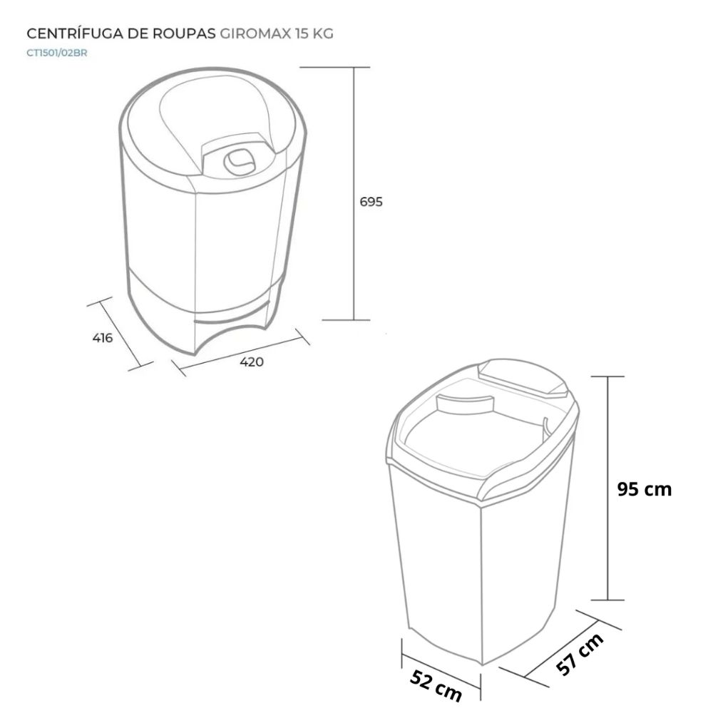Kit Tanquinho 10kg LX1022 e Centrífuga 15kg Suggar CT1502 220V Branco, , large image number 7