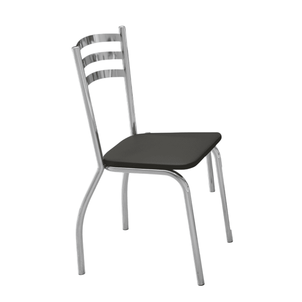 Conjunto Mesa Redonda de Vidro com 4 Cadeiras Cromado/Preta Kappesberg Portugal, , large image number 3